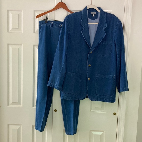 Vtg Overland ( European brand) denim blazer + pants